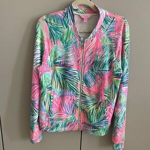 Lilly Pulitzer UPF 50 Joleen Bomber Zip Up Jacket Scarlet Macaw -Medium